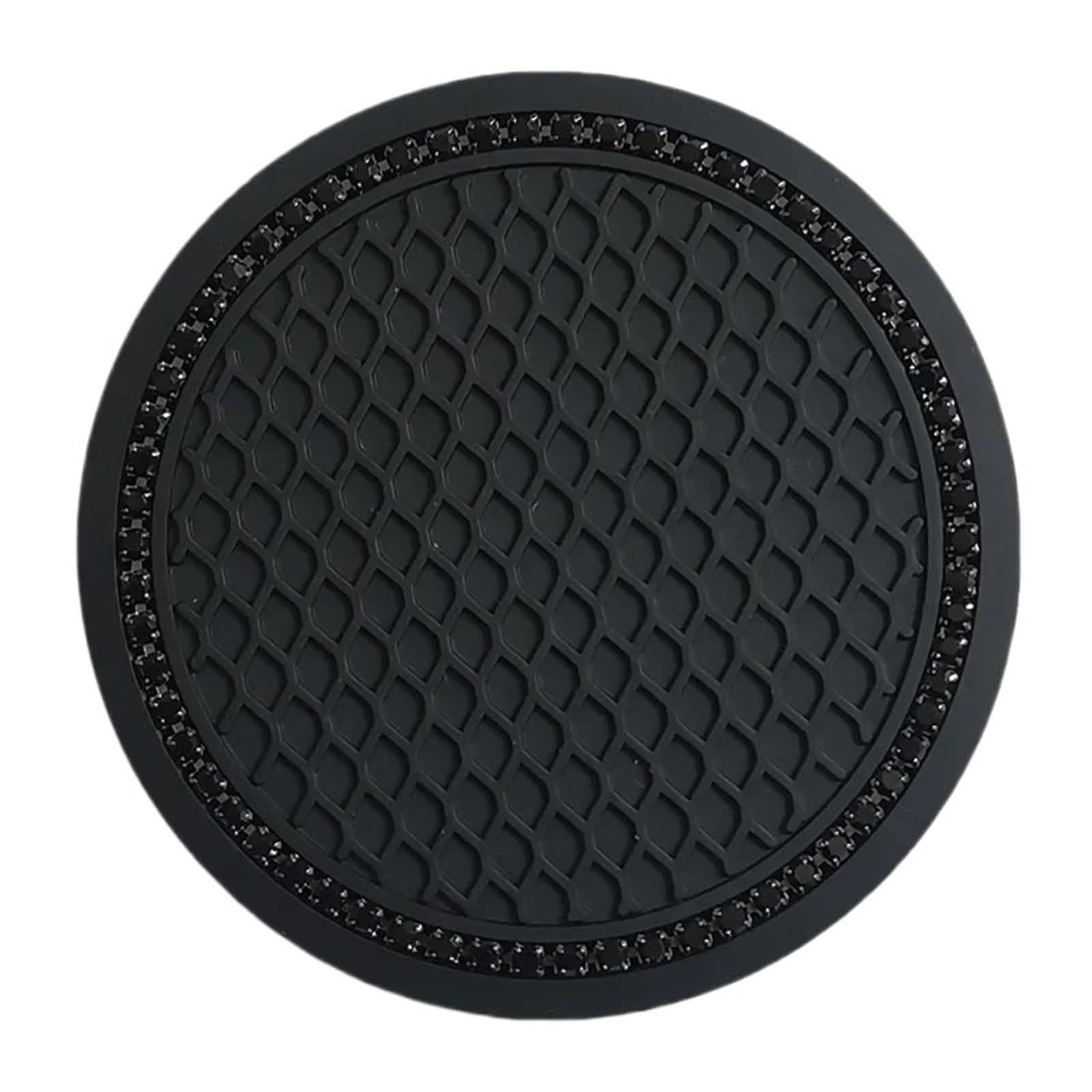 Podkładki samochodowe 10 szt. Antypoślizgowa gumowa mata na kubek z kryształkami 7cm(Black-a)