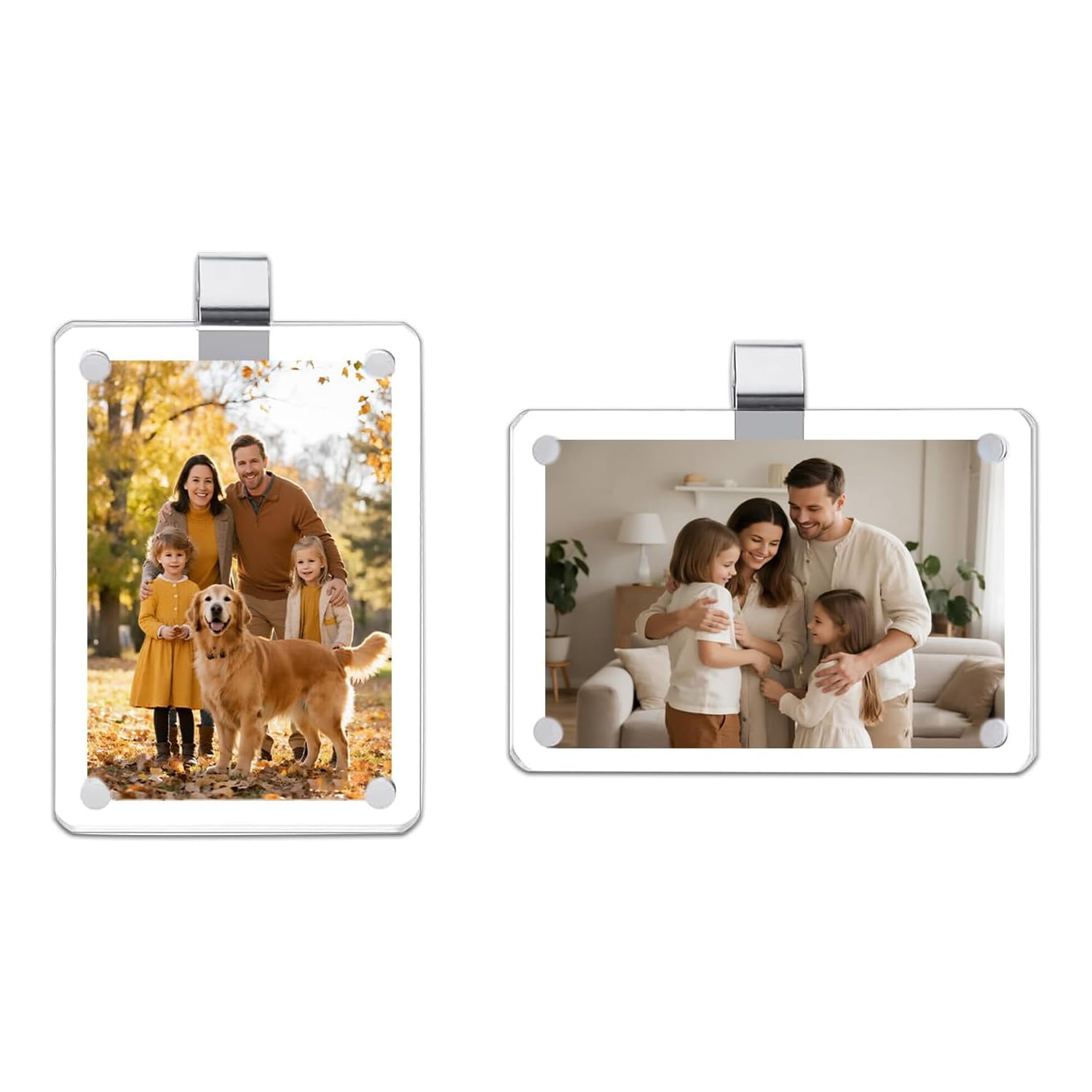 2 Pack Magnetic Car Visor Photo Holder – Personalized Acrylic Clip for Family, Pets, Travel Pictures – Easy Snap-On Car Accessory for Sun Visor (2 Pack, 2.4''x3.5'')