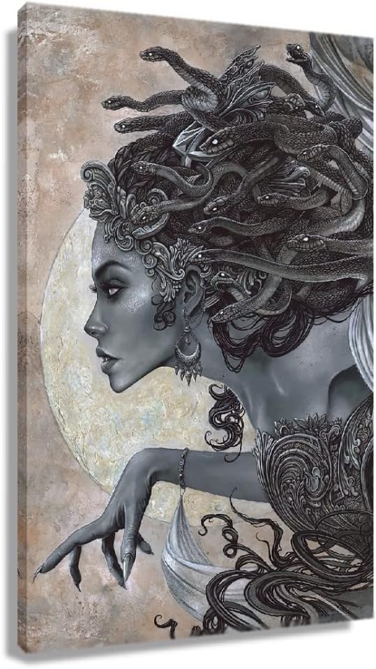 Medusa Wall Art Canvas Framed Greek Mythology Print - Horror Poster Decoration For Bedroom (16x24 inch) 24"L x 16"W Medusa