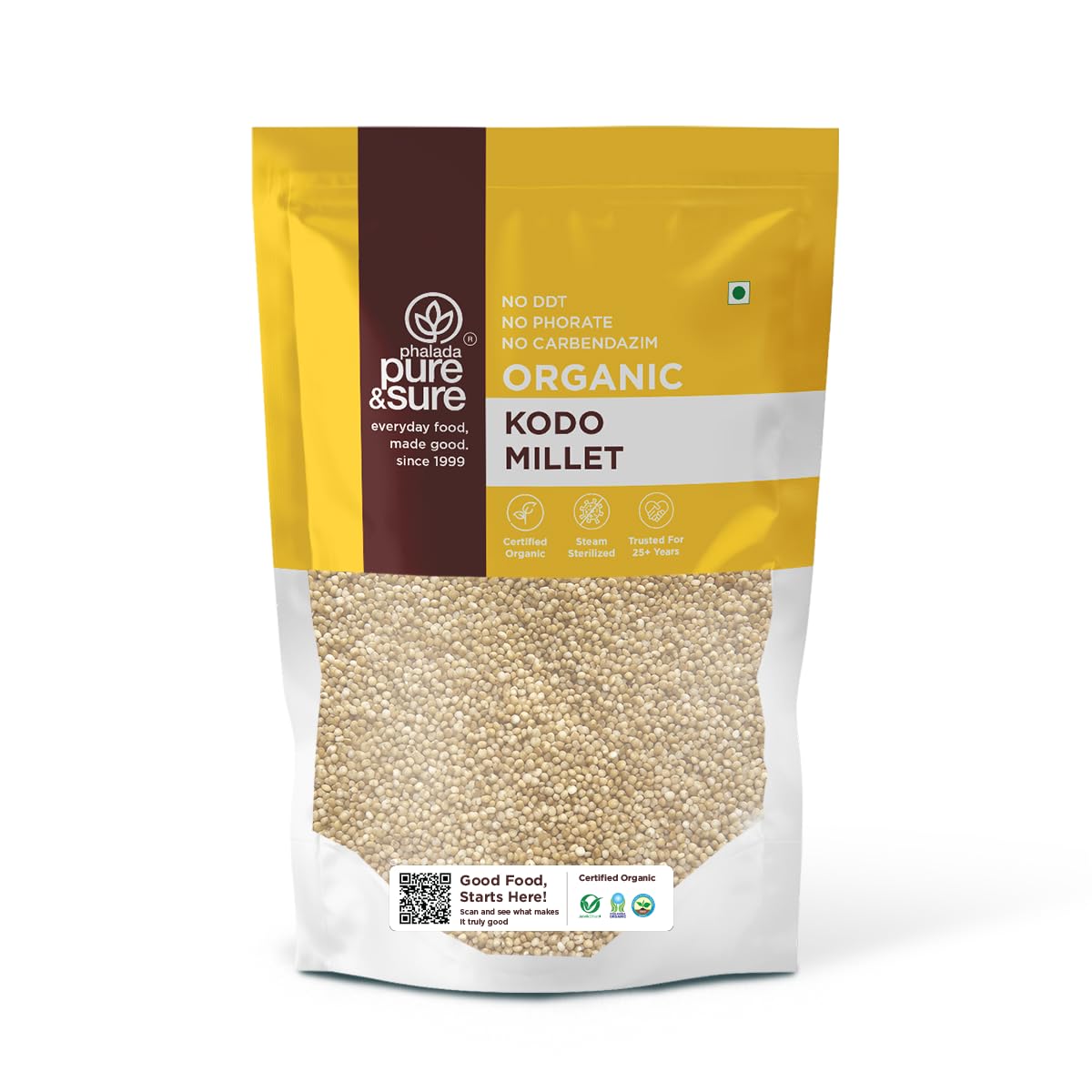 Pure & Sure Organic Kodo Millets 500gm | 100% Natural & Gluten Free Kodri Seeds | (Varagu/Arikelu/Hark/Varigu) Unpolished Millet with High Plant Protein & Fibre