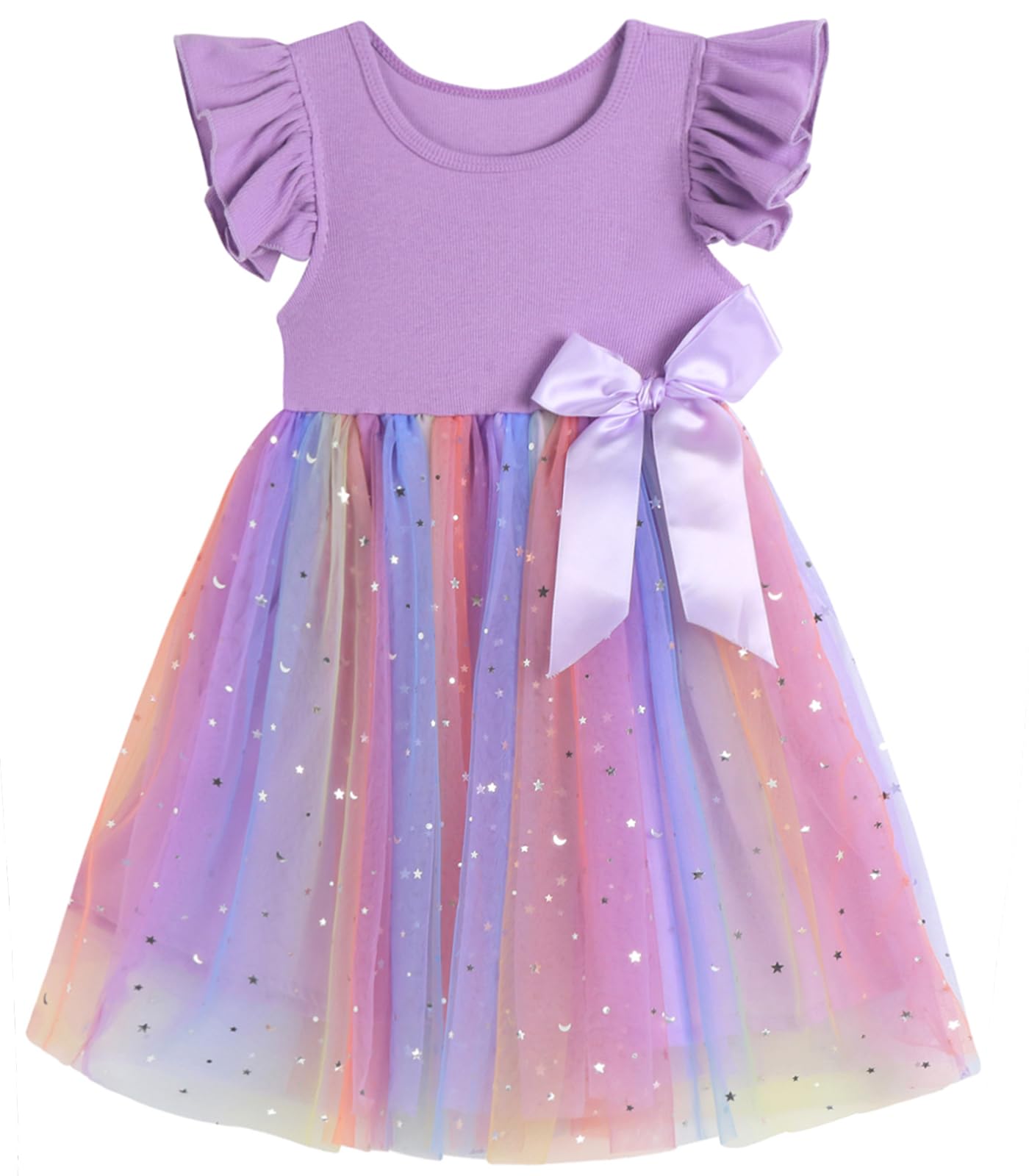 Niyage Girls Dress Tulle Tutu Toddler Ruffle Sleeveless Casual Princess Dresses