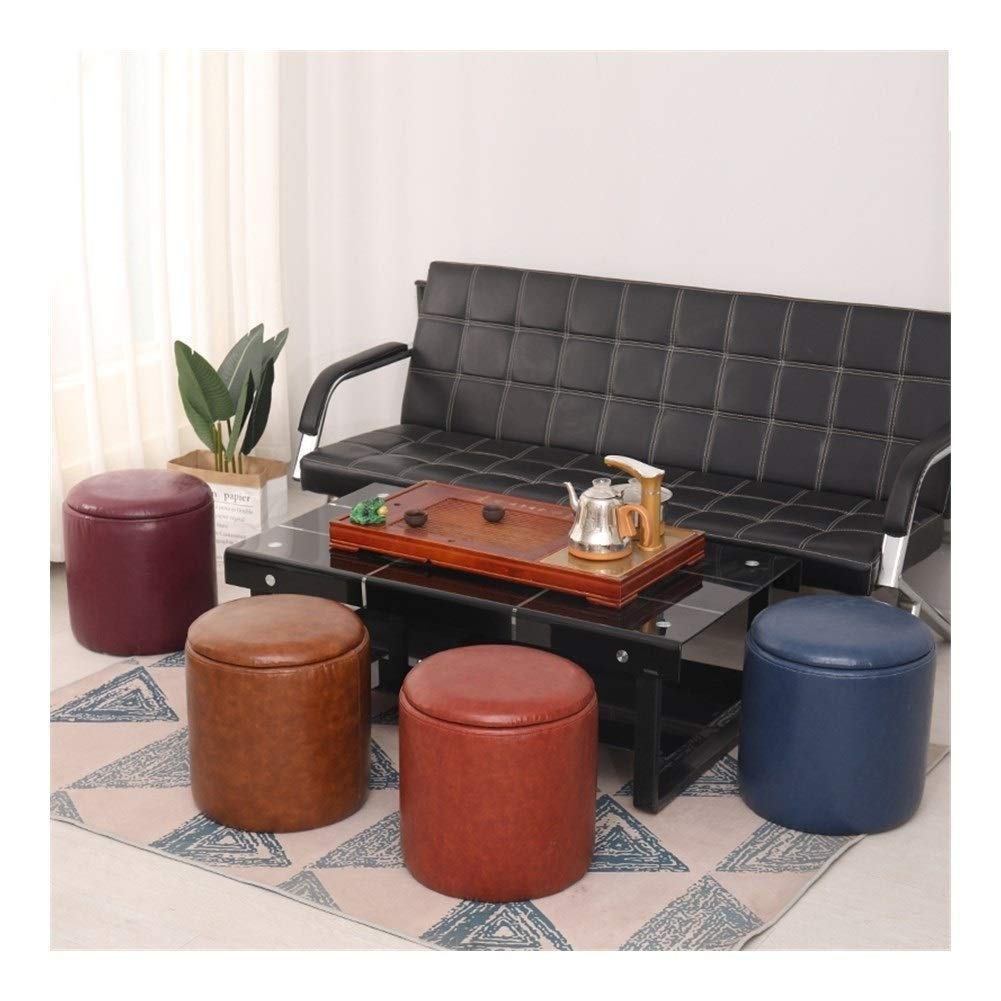 Tabouret de rangement rembourré gzz ottoman rond et repose-pieds en cuir