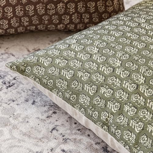 Image of Foindtower Set of 2 Decorative Long Body Lumbar Throw Pillow Covers Neutral Modern Farmhouse Cushion Covers Vintage Home Decor for Sofa Couch Chair Bedroom Living Room,14x36 Inch,Sage Green