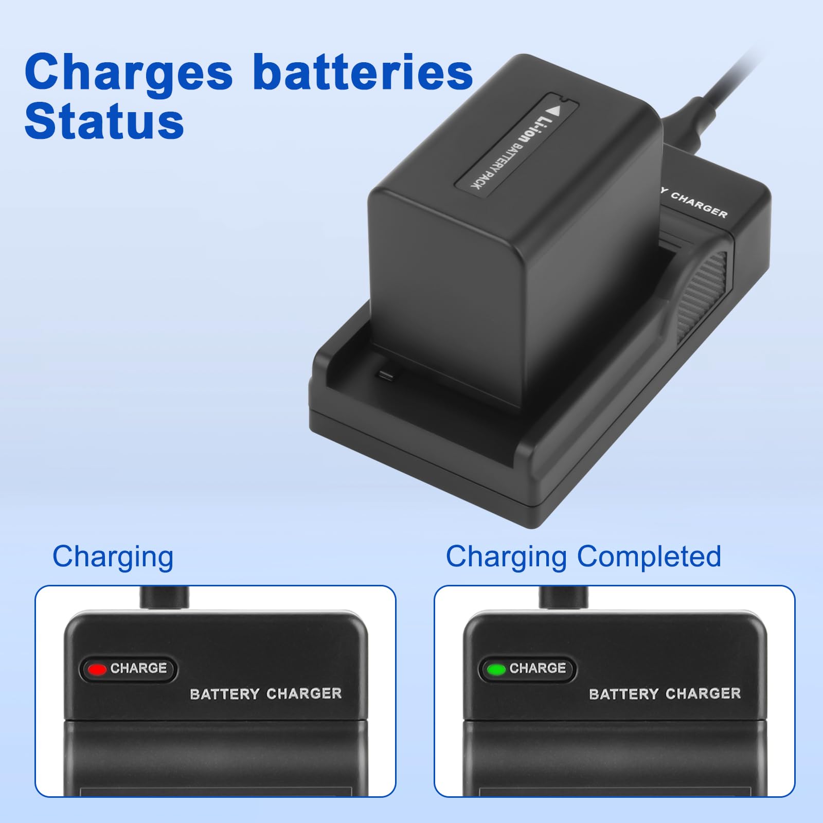 2X NP-FV70 NP-FV70A Batterie de Rechange et Chargeur Double Compatible avec Sony DCR-SR88/SR15/SX21/SX44/SX45/SX63/SX65/SX83/SX85,FDR-AX100,HDR-CX150/CX155/CX160/CX190 caméra