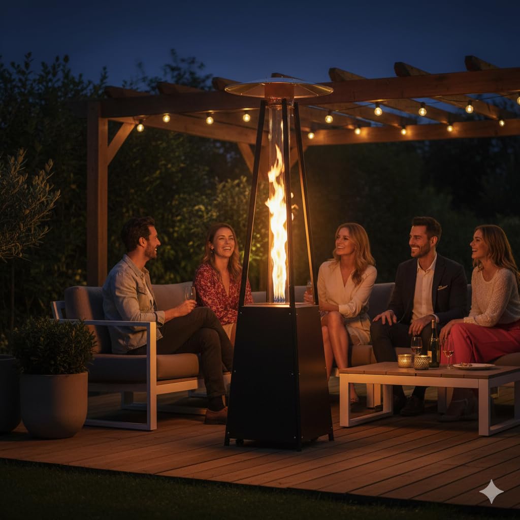 Stufa Fungo a Gas Riscaldatore Esterno a Fiamma 13 kW vano per bombola 15 kg Piramidale Piramidale Patio Heater, Giardino, Terrazzo, Bar