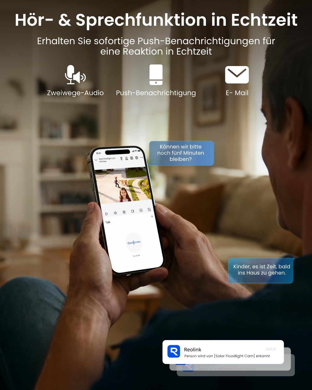 Reolink 2K Kabellose Flutlicht Kamera Akku, SolarEase, Farbnachtsicht | Überwachungskamera Aussen Solar mit 150°Ansicht &1000 lm Licht, KI-Erkennung, 2,4/5 GHz Wi-Fi 6, IP66, Solar Floodlight Cam