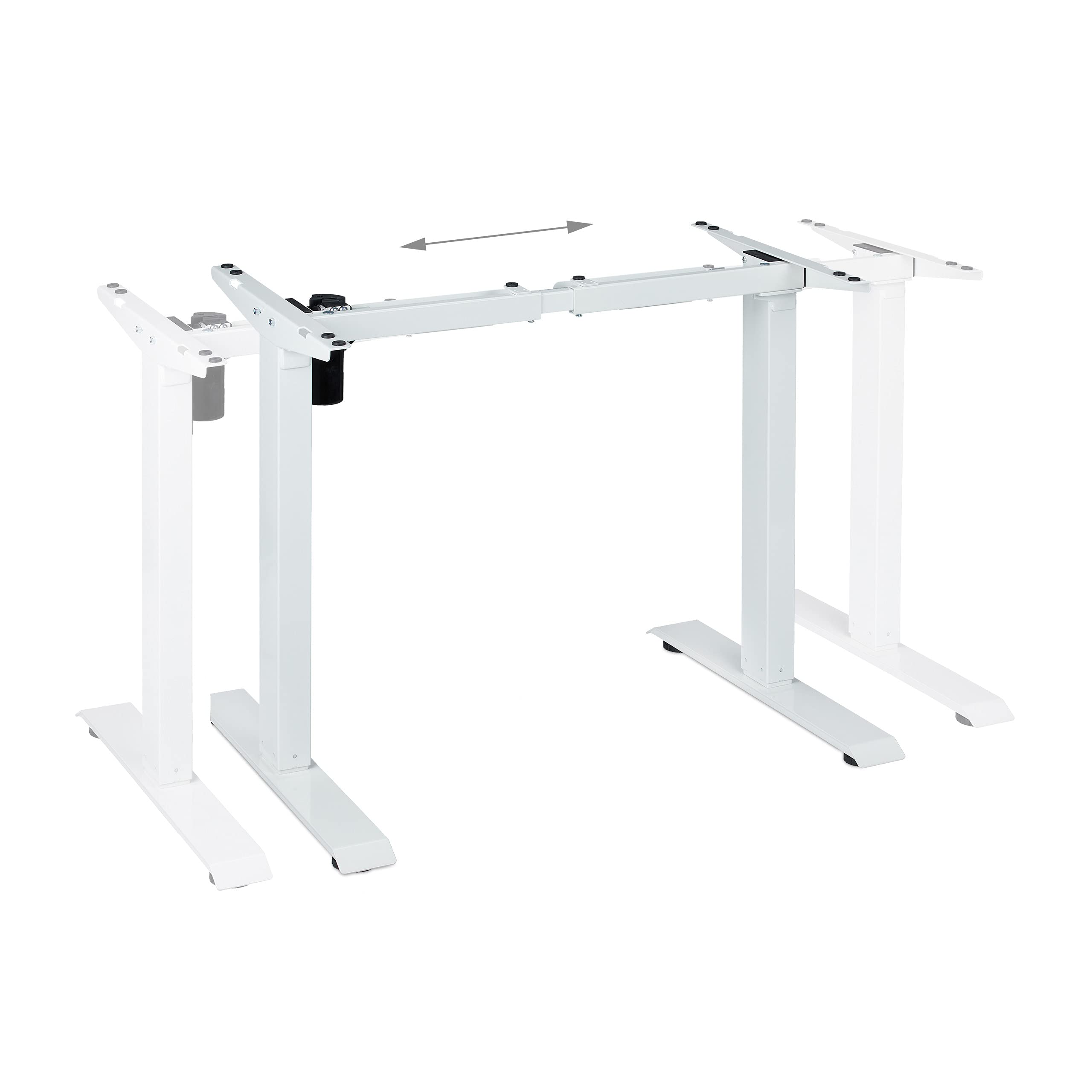 Relaxdays Patas de Mesa Altura Regulable, Eléctricas, Extensibles, 71-121 cm, Marco Escritorio, Acero, Blanco