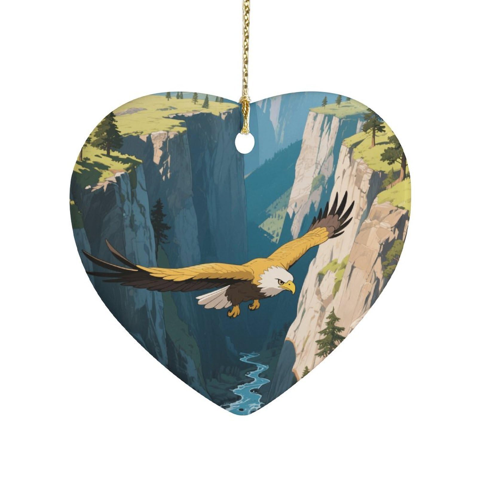 Fekiloot Style Golden Eagles In The Valley Ceramic Ornament Home Decor Keepsake