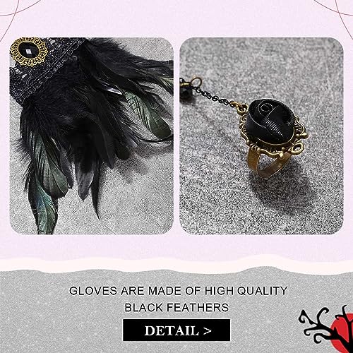 Fingerless Black Feather Glove Flapper 1920s Gloves for Women(1PCS)2