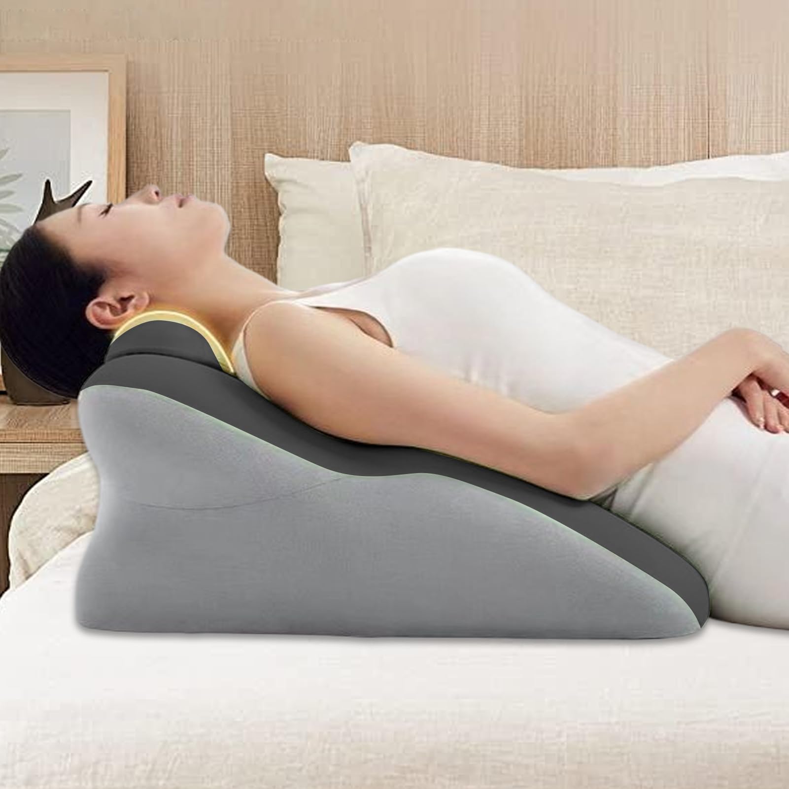 Almohada Cuña | Cojines Ergonómicos para con Funda Lavable,Cojín de Espuma Viscoelástica con Funda Lavable para de Lado, Recostarse y Sentarse