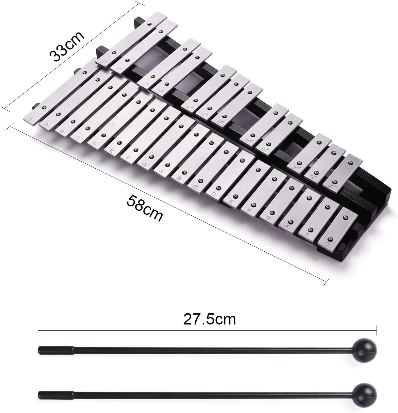 Btuty Glockenspiel A 30 Note Xilofono Cornice In Legno Barre In Alluminio Strumento Musicale A Percussione Regalo Con Borsa Per Il Trasporto (30)
