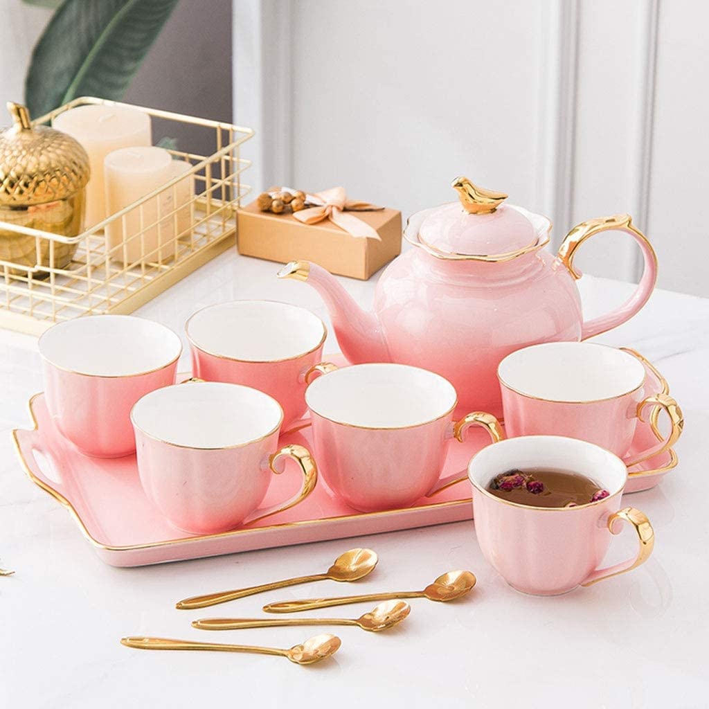 Zestawy Do Herbaty 14 sztuk ceramiczny zestaw do parzenia kawy i herbaty europejski styl Phnom Penh kubek garnek taca zestaw filiżanek do domu przybory kuchenne Drinkware Zestaw Filiżanek Do Kawy I He