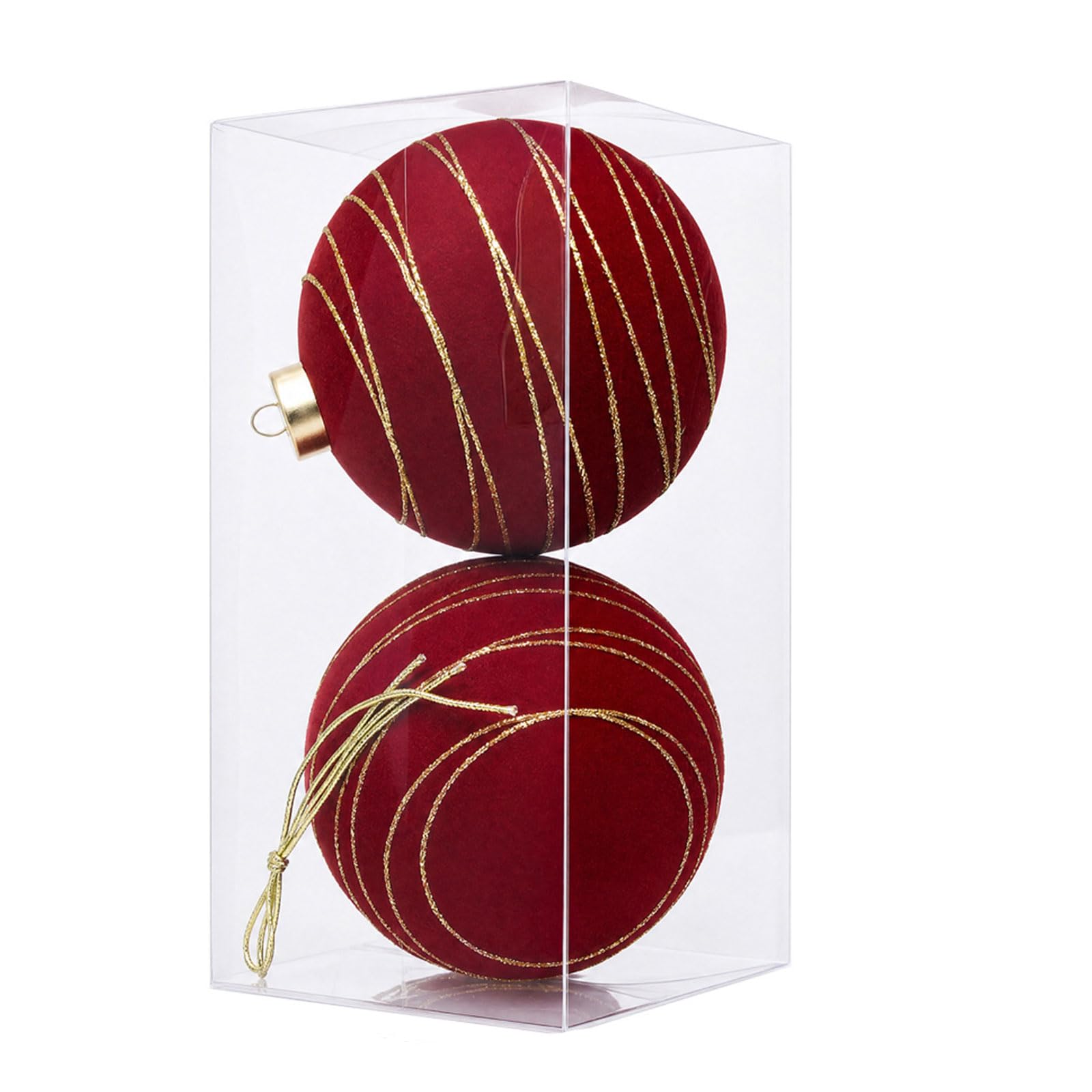 Whoasyst 2Pcs Glittering Velvety Christmas Ball Ornament Shatterproof Christmas Baubles for Tree Mantels Door Decoration Ball Decorations