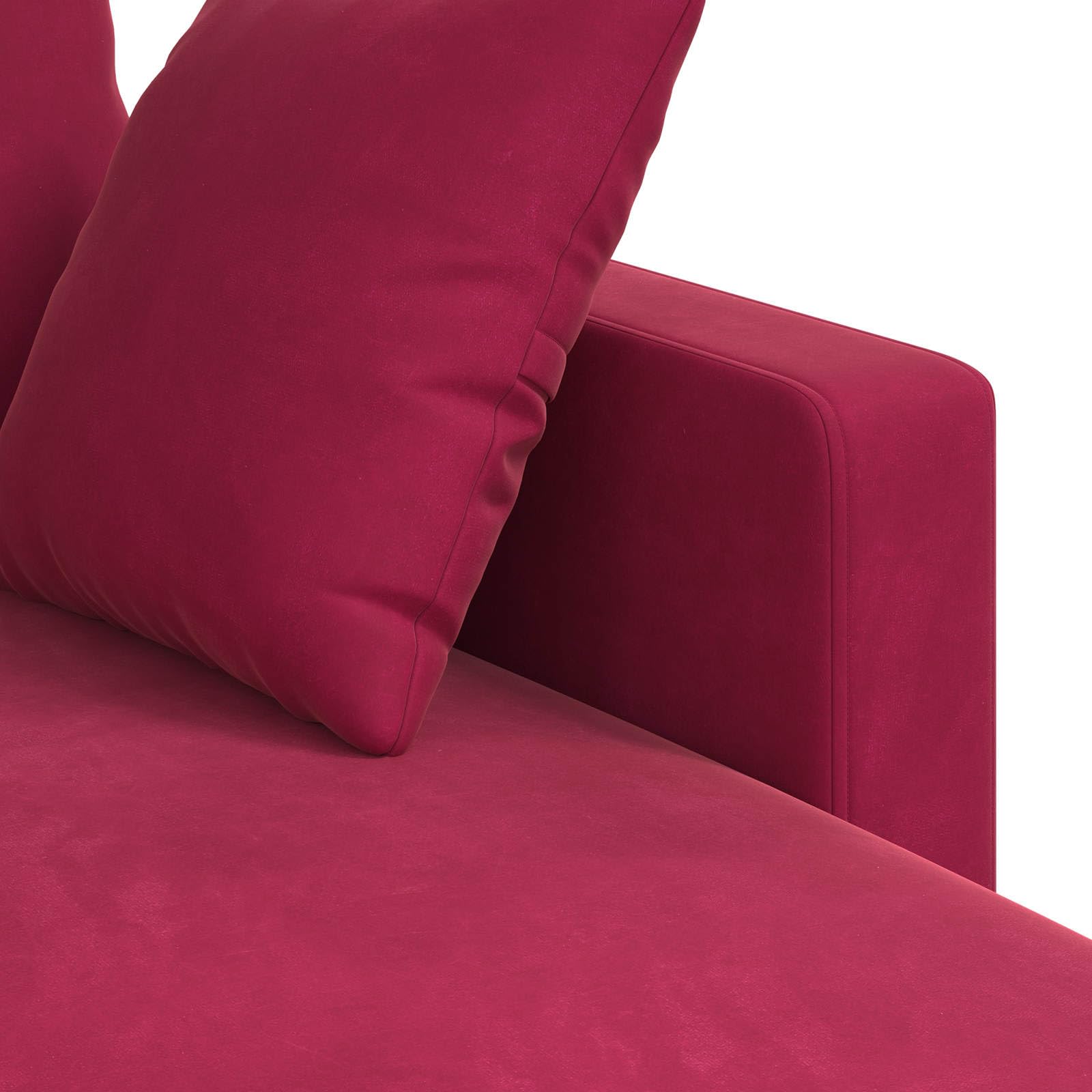 Sofá de terciopelo rojo vino, estructura de metal y patas de plástico, moderno sofá de salón en rojo vino con cojín ergonómico, diseño estable para relajarse