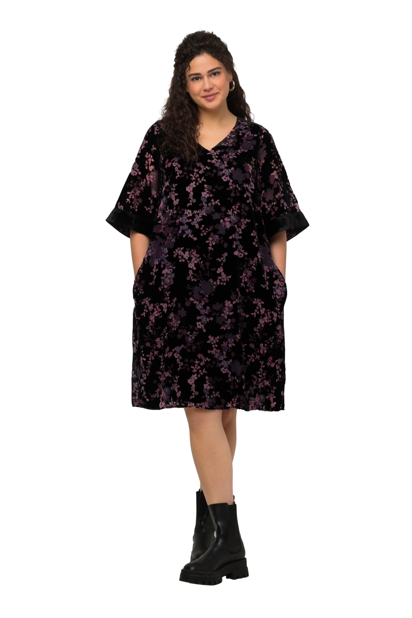 Ulla Popken Women's Velvet Dress, Aline Dresses