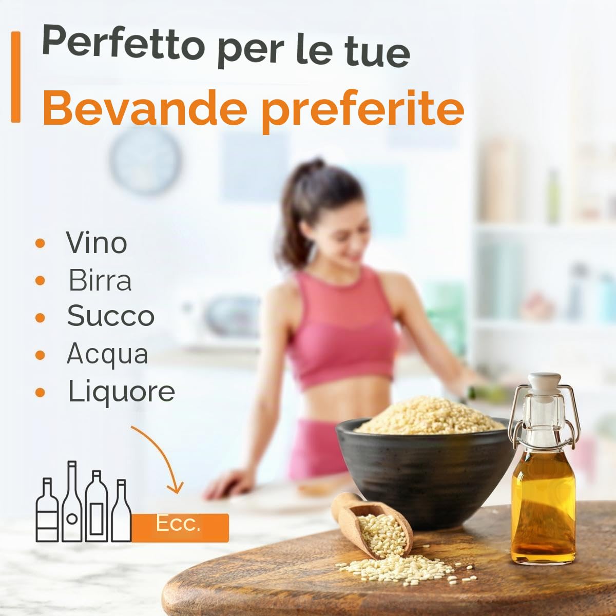 Set di 48 Bottiglie in Vetro da 60ml con Chiusura Ermetica - Bottiglia per Olio, Vino, Liquori, Acqua, Birra, Succhi di Frutta, Conserve e Latte - Bottigliette di Vetro piccole