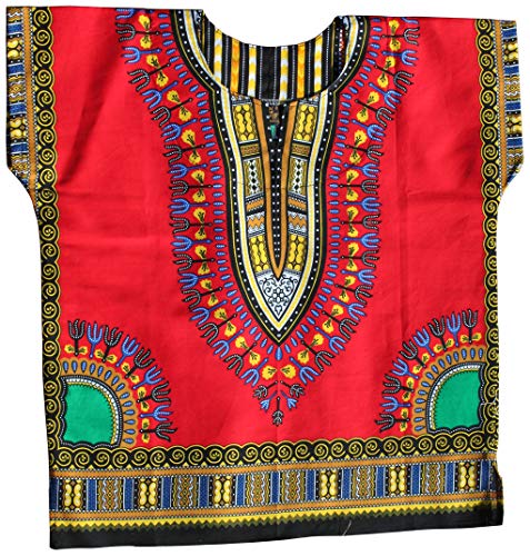 Image of RaanPahMuang Unisex Bright Africa Classic Childrens Dashiki Cotton Shirt Boys Girls