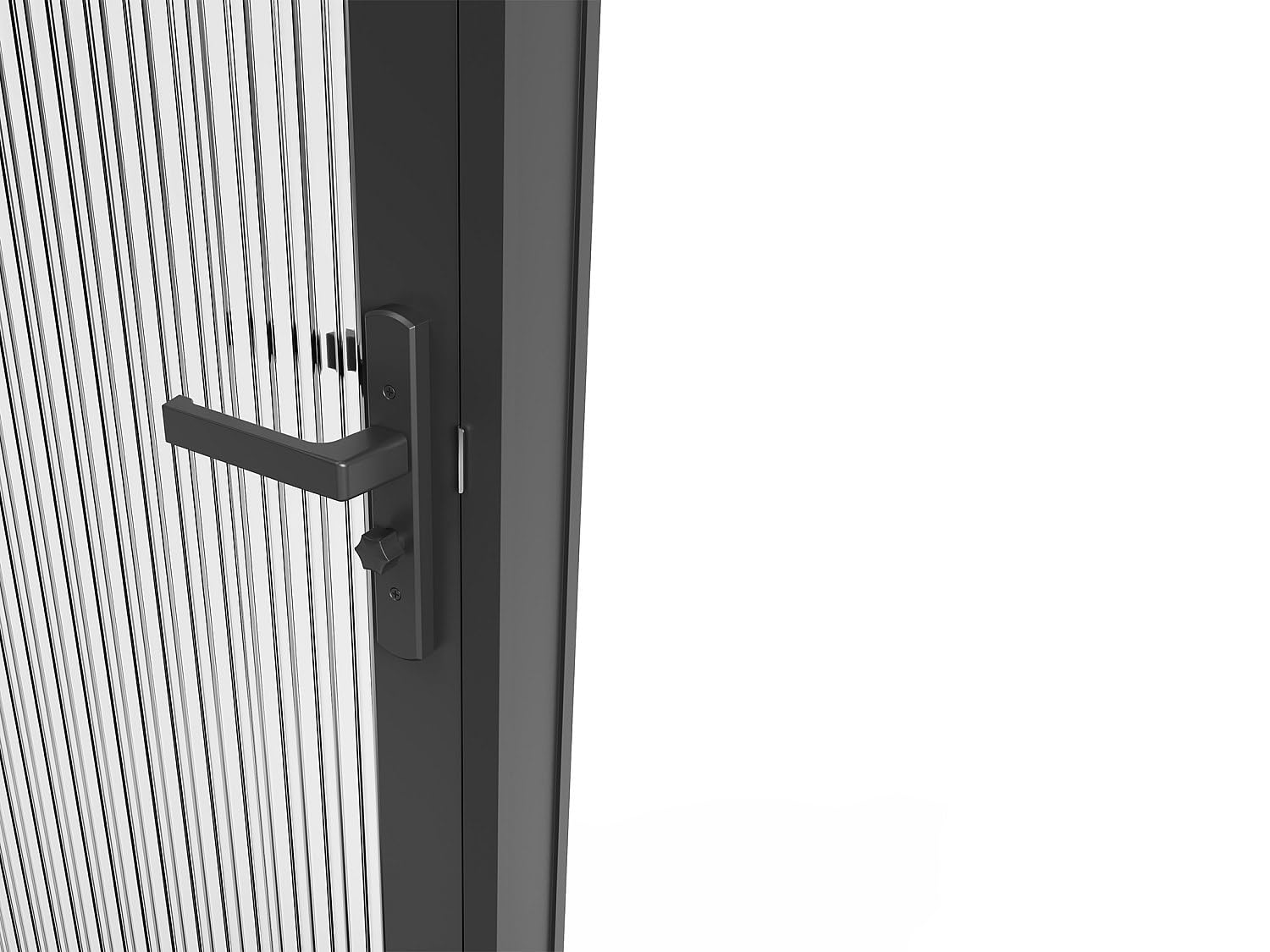 Vente-unique LOXTON - Bloque de puerta reversible de aluminio y vidrio templado texturizado - 204 x 83 cm - Negro