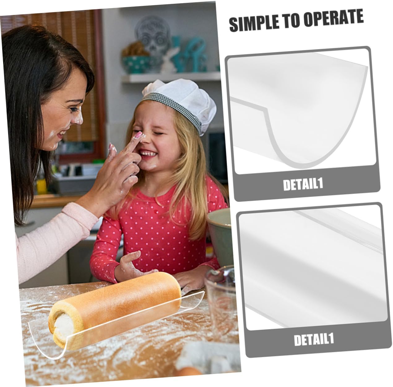 2pcs U-shaped Acrylic Cake Roll Molds Easy Demoulding Baking Tool for Home Chefs for Swiss Roll Desserts Small Large