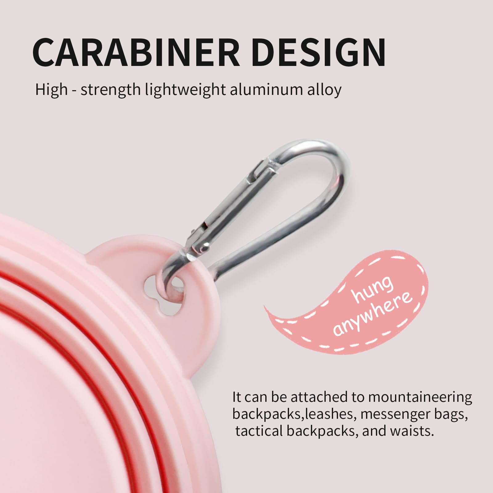 Faltbare Hundenäpfe 2er-Pack, tragbarer Reise-Hundenapf mit Karabiner, Lebensmittelqualität Silikon Haustiernapf zum Wandern, Spazierengehen (Macaron Pink und Violett)