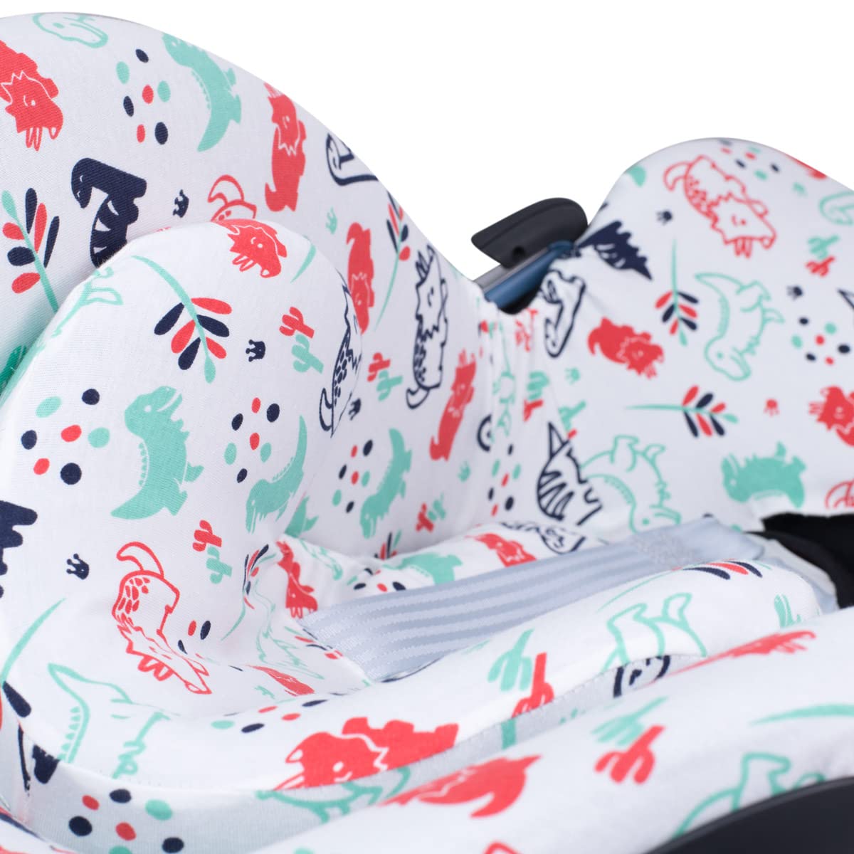 JYOKO KIDS Funda de Algodón para silla de coche Compatible con Cybex Aton Cloud- Q-M-2-4-5 (CLOUD Q-M, Dino Party)