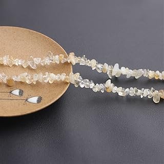 Accesorios de cristal DIY Piedra triturada de cristal blanco natural Cuerda larga con agujeros y turmalina amarilla púrpura semiacabada vacía en bruto Cristal ( Color : Brazilian Citrine , Size : 40cm