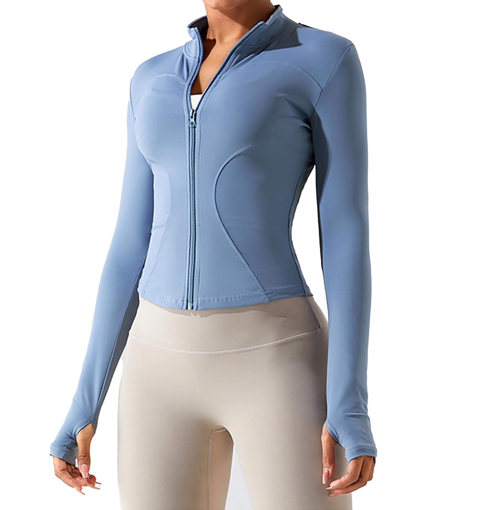 CALIYO Laufjacke Damen, Sportjacke ReißVerschluss Sport Jacke Damen Fitness Kuschelig und Weich Oberteil Langarm Shirt Gym Yoga Tops