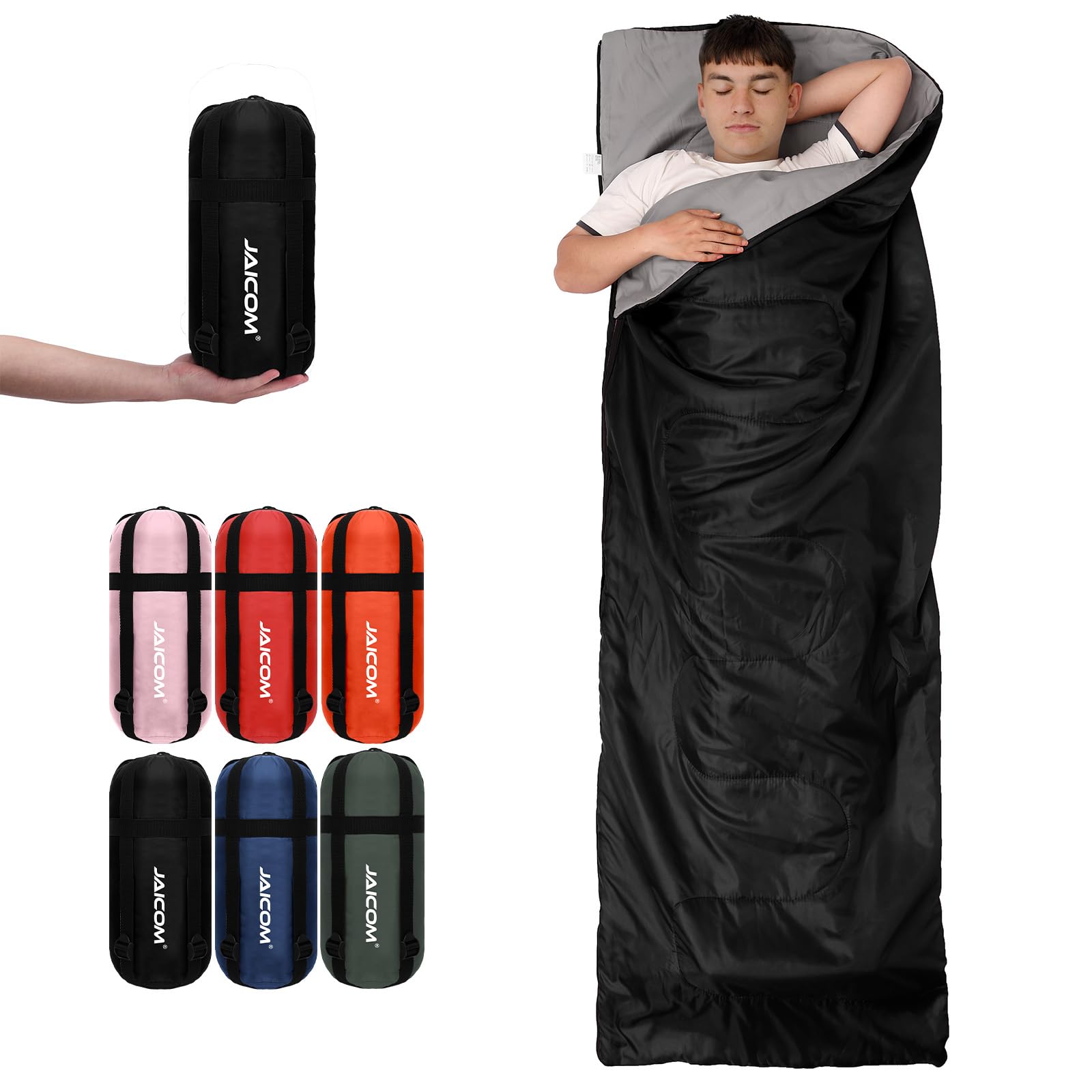 JAICOM Schlafsack - Kleines Packmaß Deckenschlafsack, Leicht & Dünn Sommerschlafsack - für Camping, Outdoor, Erwachsene, Wandern, Indoor