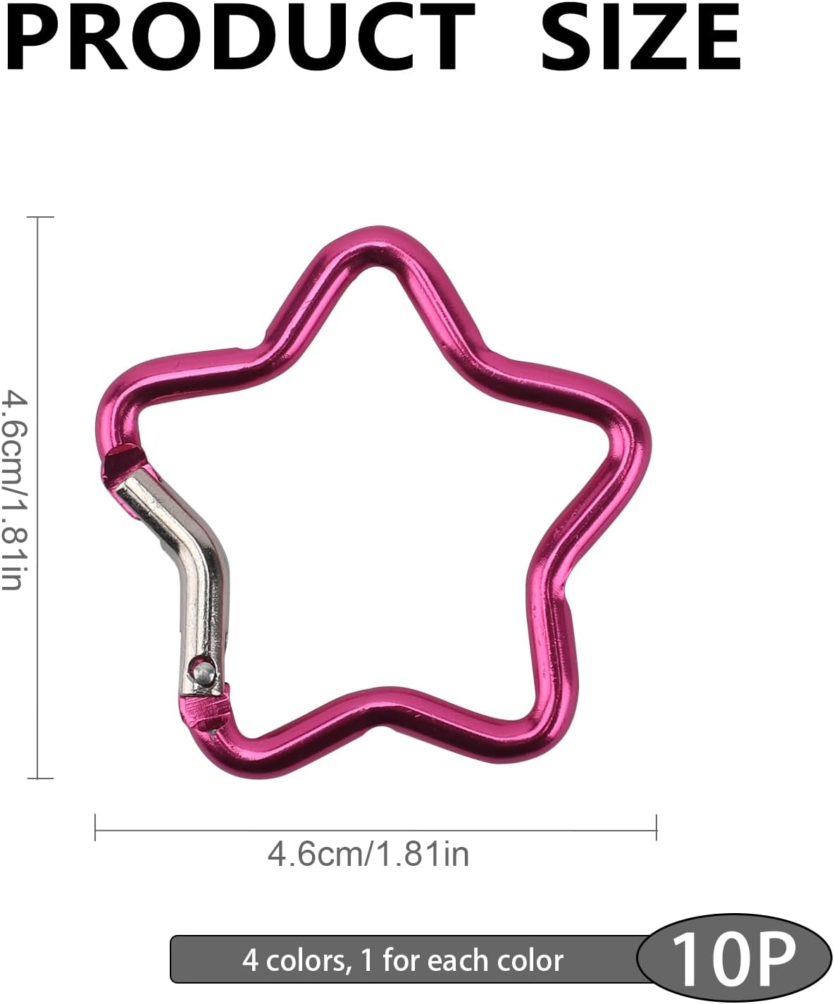 10PCS Star Carabiner Clip, Multicolor Aluminum Carabiner Clip Cute Star Shaped Spring Snap Hook Heavy Star Shaped Climbing Buckle for Outdoor Camping Fishing Hiking Keychain Traveling Accessories image 2