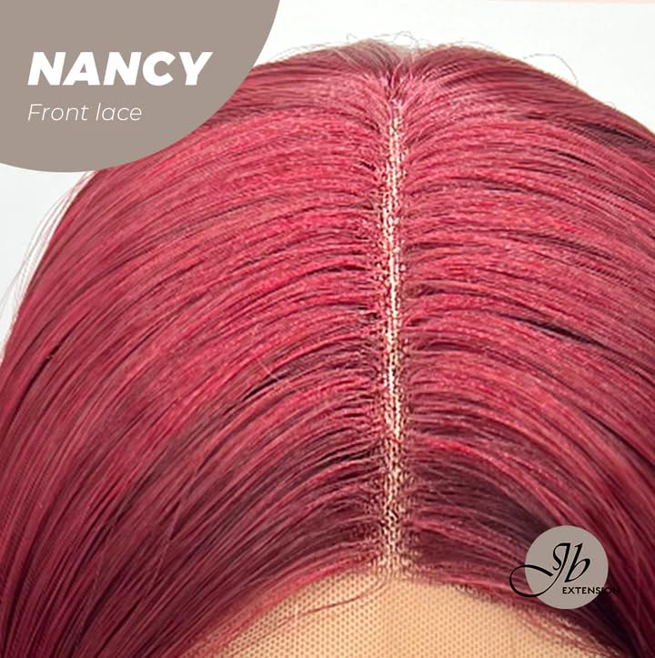 Miniatura 4 de NANCY - Peluca de encaje frontal, pelucas largas y rectas rojas para mujer, pelucas sintéticas naturales para uso diario (pelucas de cabello natural)