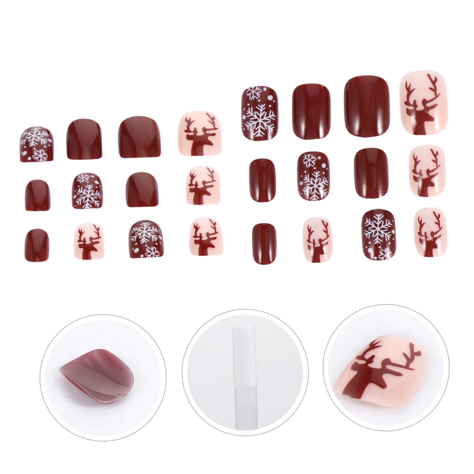 FRCOLOR 48pezzi Unghie Finte Adesivi per Unghie Natalizie in Materiale Abs per Decorazione Finte di Festività