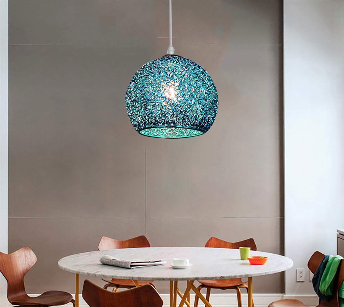 Abat-jour Métal Forme Boule Creuse - 10x10x10 Cm - Fer Forgé - Pour Suspension Luminaire Vintage