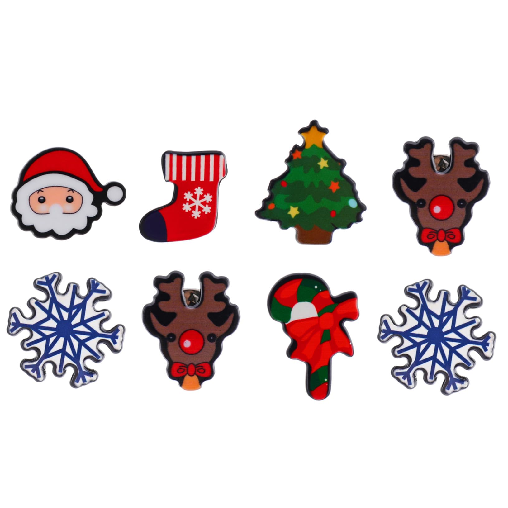8 Broches Navideños Divertidos Dibujos Animados para Decorar Disfraces Estilo Aleatorio