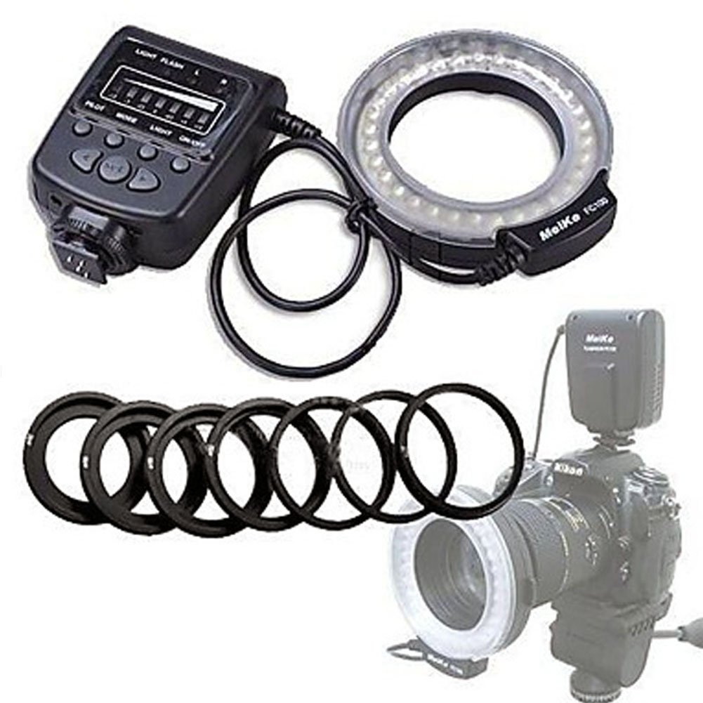 Meike LED Macro Anello Flash Light FC-100 per Canon Nikon Pentax Olympus DSLR Camera Camcorder con anelli adattatori