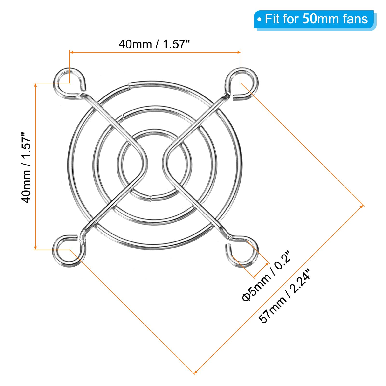 Griglie Di Protezione Per Ventole 50mm - 4pz Acciaio Inox, Per Computer E DIY, Argento - Foto 6