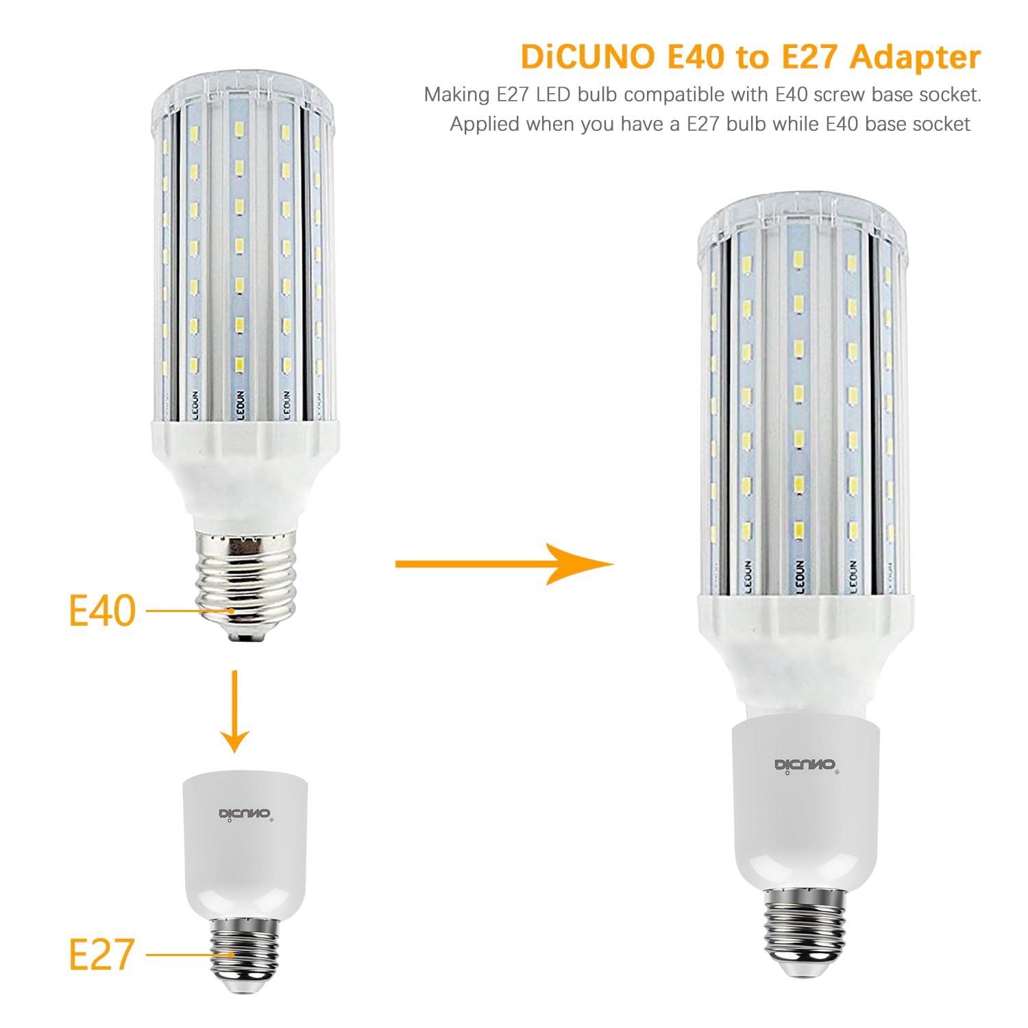10 Pcs Convertisseur Douille E40 à E27 - Adaptateur Ampoule LED CFL Ignifuge PBT