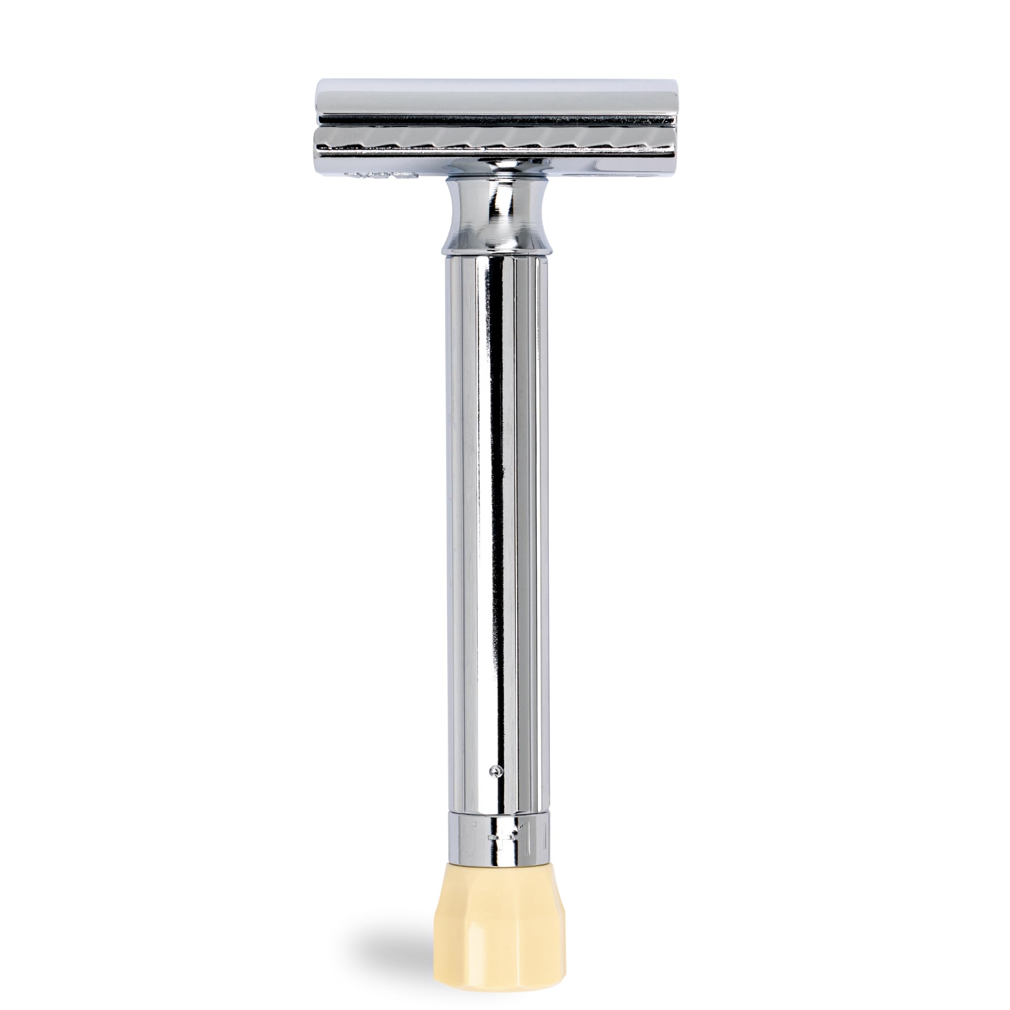 MERKUR Einstellbarer Rasierhobel 510C | Klassiker Glanzchrom | Zweiteiliger Rasierer mit geradem Schnitt | Ideal für Nassrasur | Zinkdruckguss | Messing Griffstück | Made in Germany