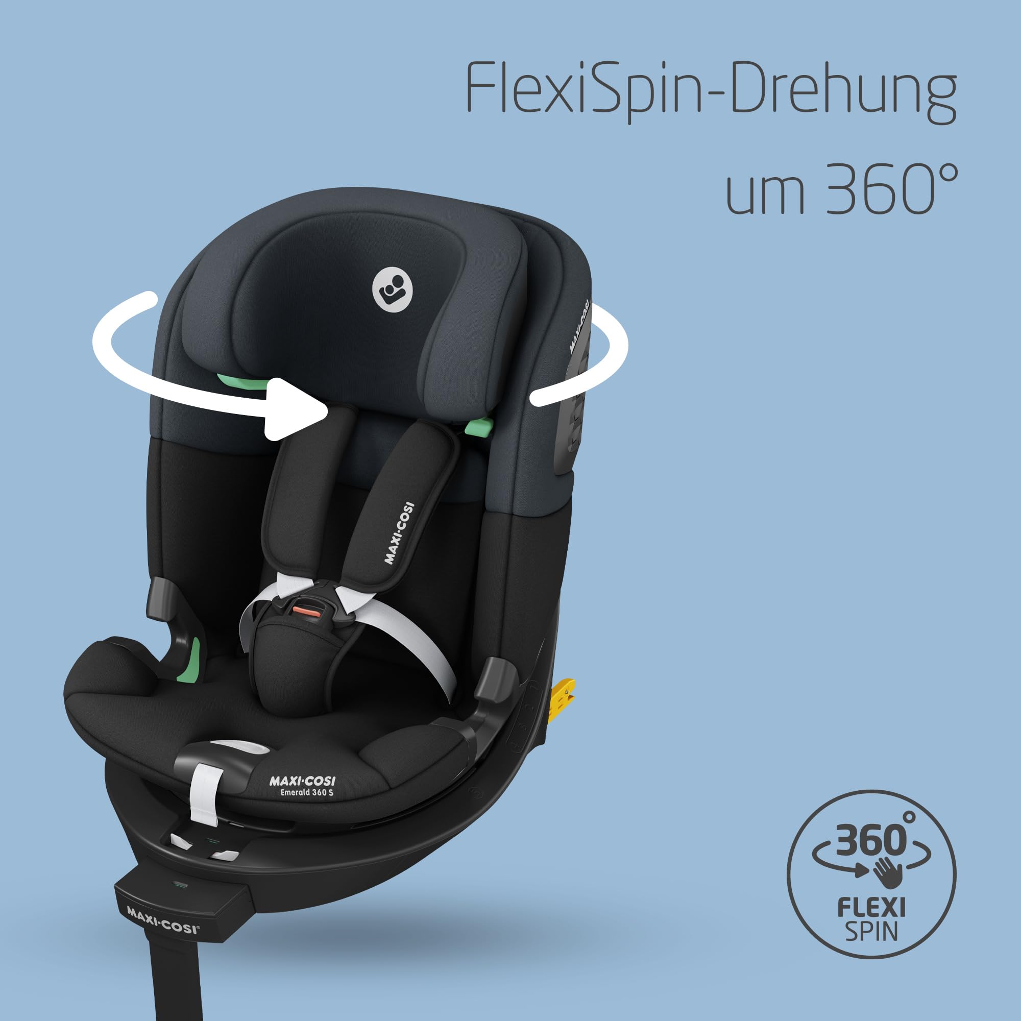 Maxi-Cosi Emerald 360 S i-Size Autositz 360 Grad drehbar 0–12 Jahre 40–150 cm FlexiSpin G-CELL Seitenaufprallschutz Tonal Black