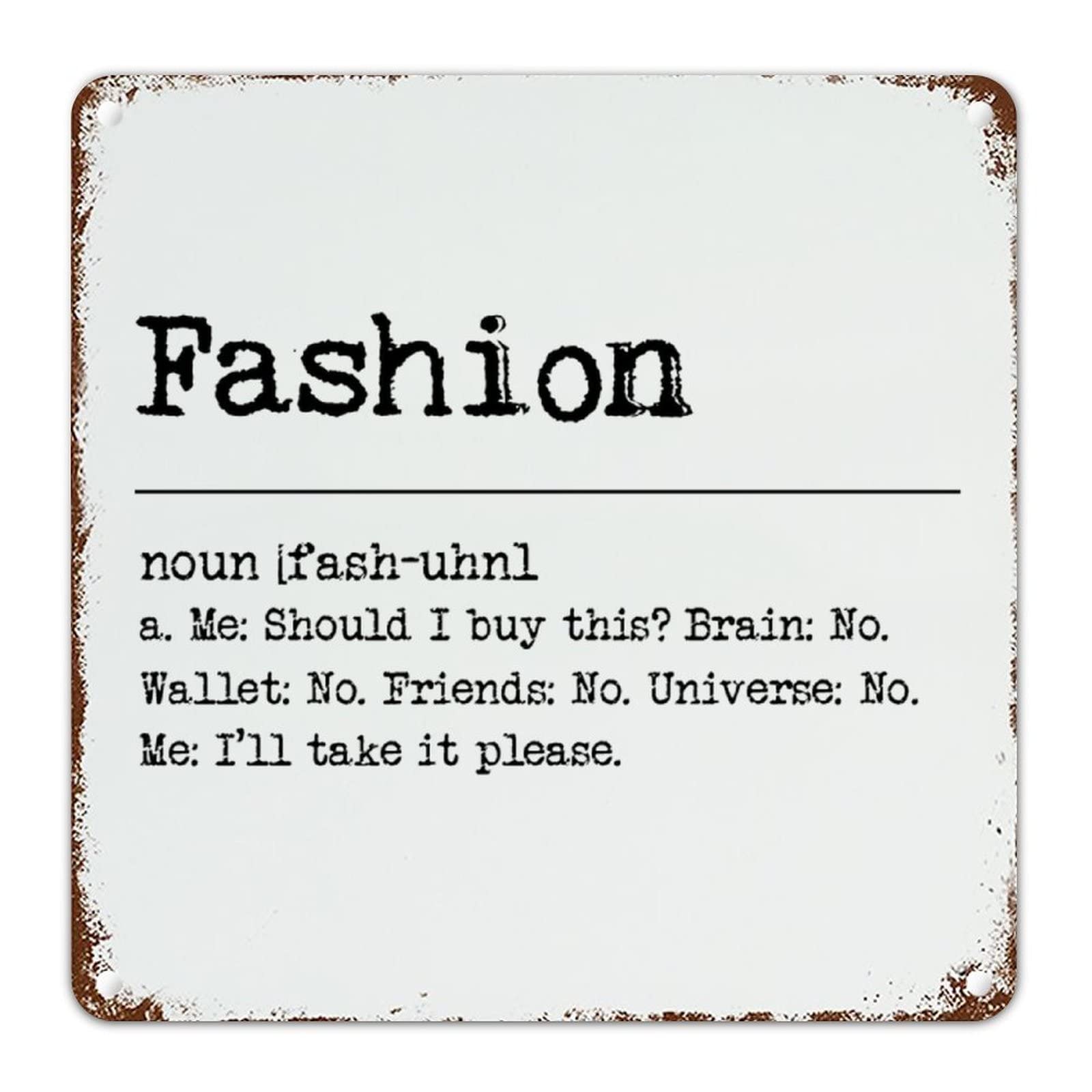 Fashion Noun Definition Aluminum Metal Sign Fashion Definition Metal Sign Sign Dictionary Meaning Typography Retro Vintage Wall Sign for Porch Outdoor