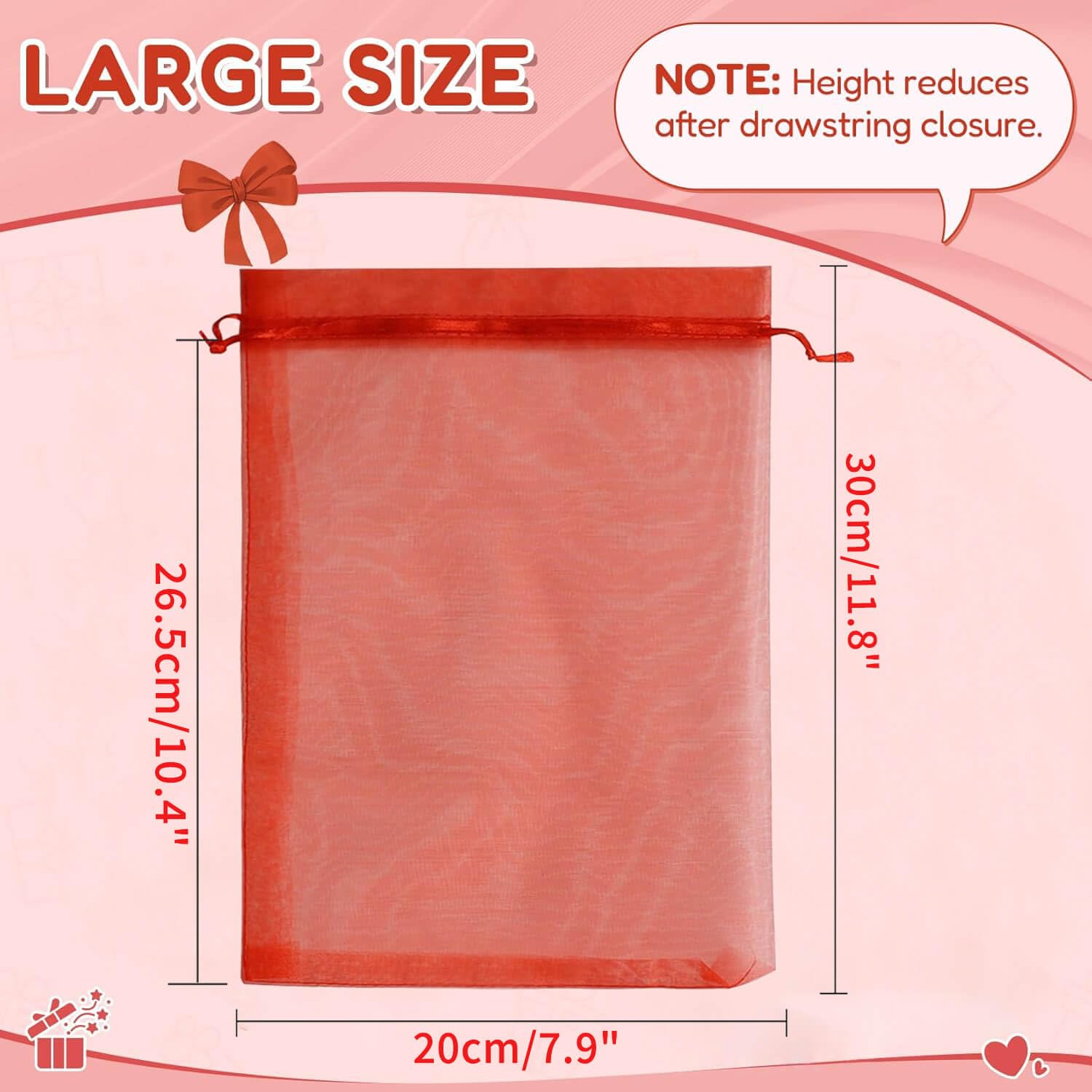 Dealglad - Set de 100 bolsitas de organza, con cordón, adecuadas para fiesta, boda, regalos