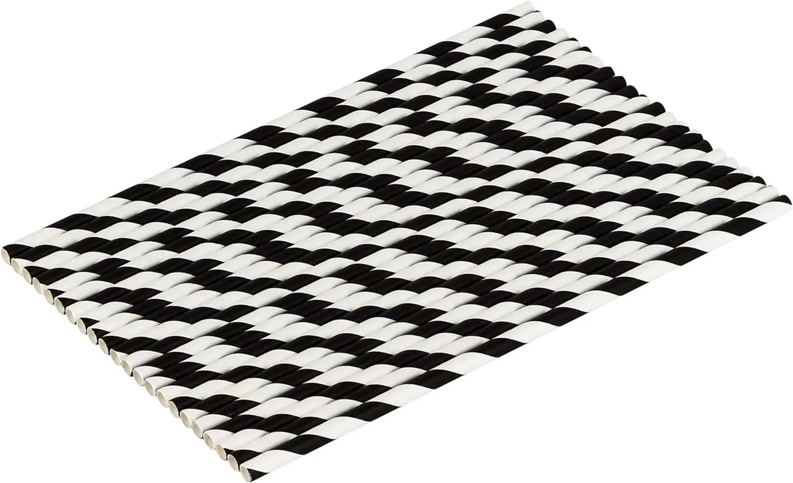 Les pailles en papier, Pailles en papier rayées, 500 pièces, 7.75 pouces, fournitures de fête noires et blanches