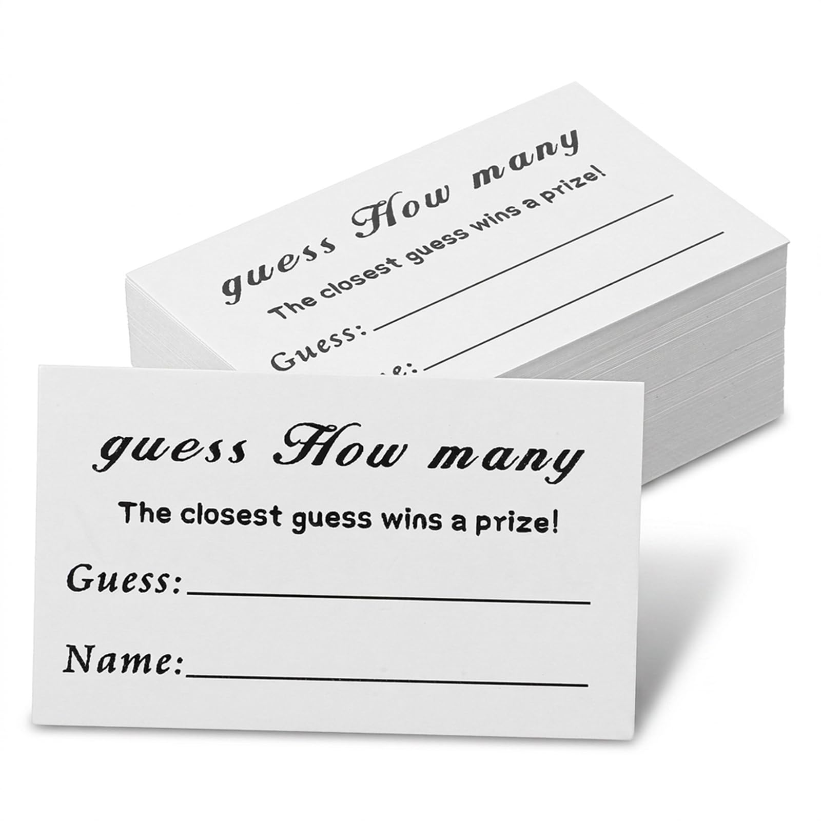 Rahhlizs 100 Pcs Guess How Many Game Cards Minimalist White Guess How Many Cards for Baby Shower Game Prizes, Bridal Wedding Activity, Birthday Party 3.5"X 2"