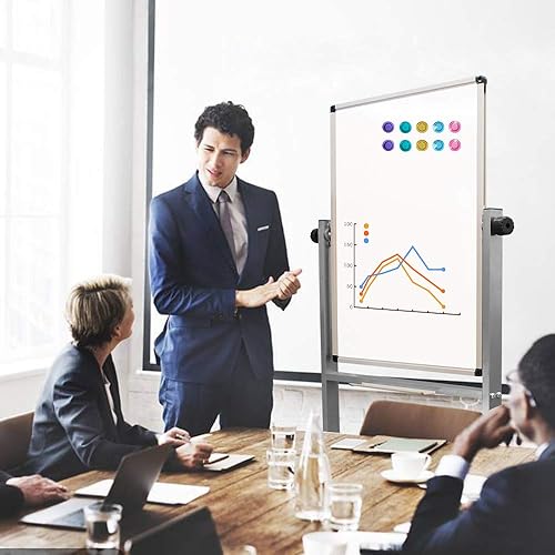 Miniatura 5 de Pizarra blanca magnética de doble cara, pizarra de borrado en seco sobre ruedas, planificador de pizarra blanca portátil con soporte, 36 x 24