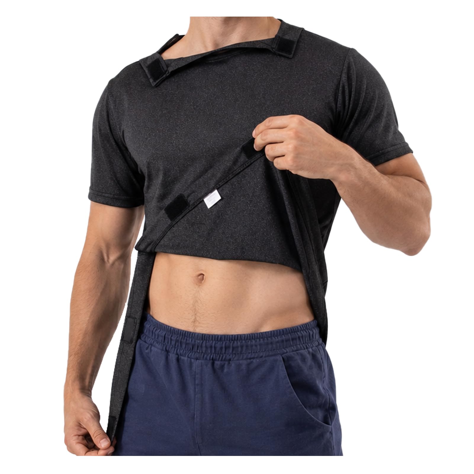 Herren Und Damen Activewear-T-Shirts Mit Knopfleiste –Spezielle Reha Kleidung Nach Schulter Op Und Kleidung Nach Schulter Op–Weites Armloch Design für Chemo, Operationen Reha, Gipsarm Kleidung