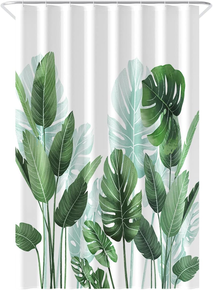 Niimoar Duschvorhang 240x200cm - Wasserdichter Polyester Vorhang Mit Blatt Design