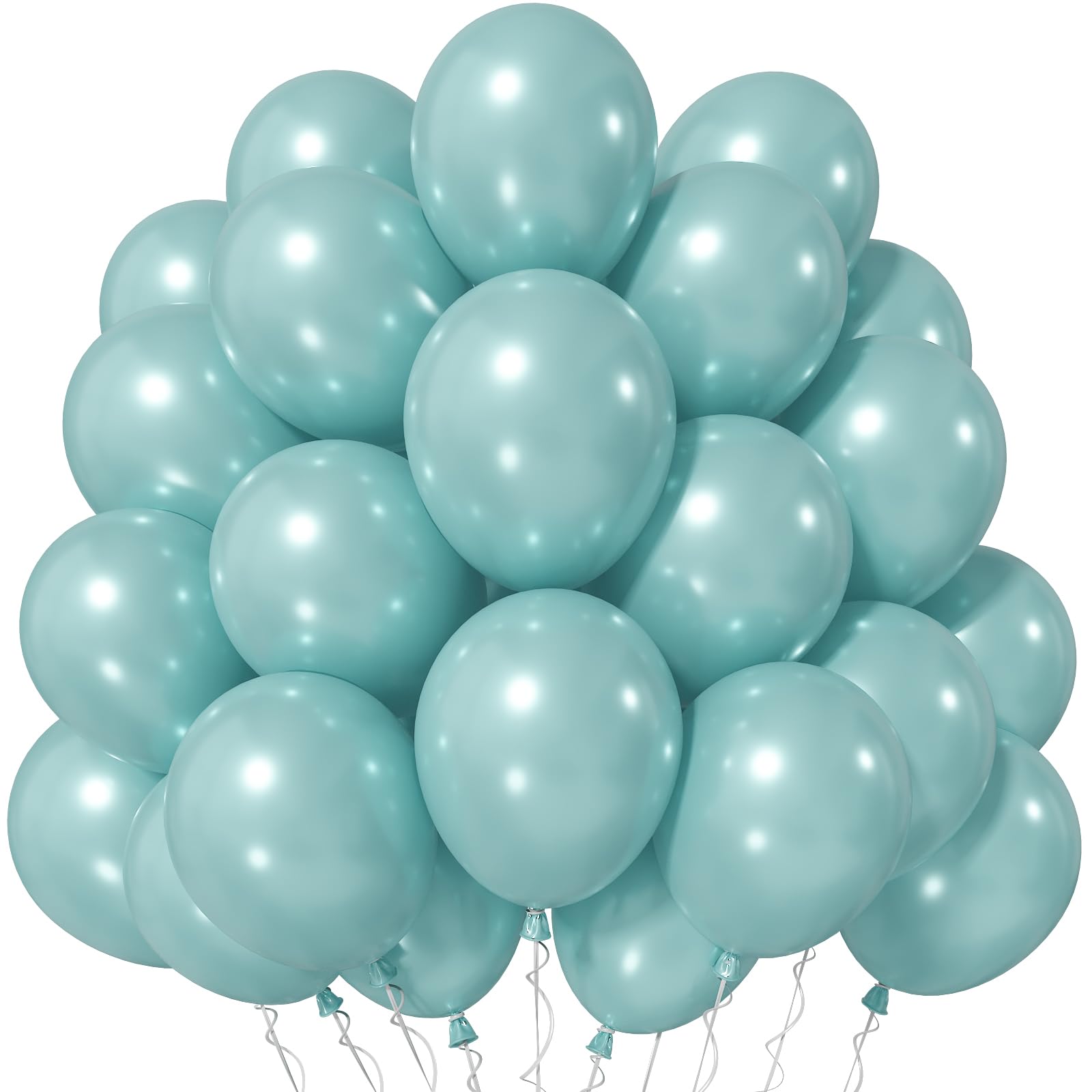 Jobkoo Pearl Teal Balloons, 12 Inch Pearl Turquoise Aqua Blue Latex Balloon