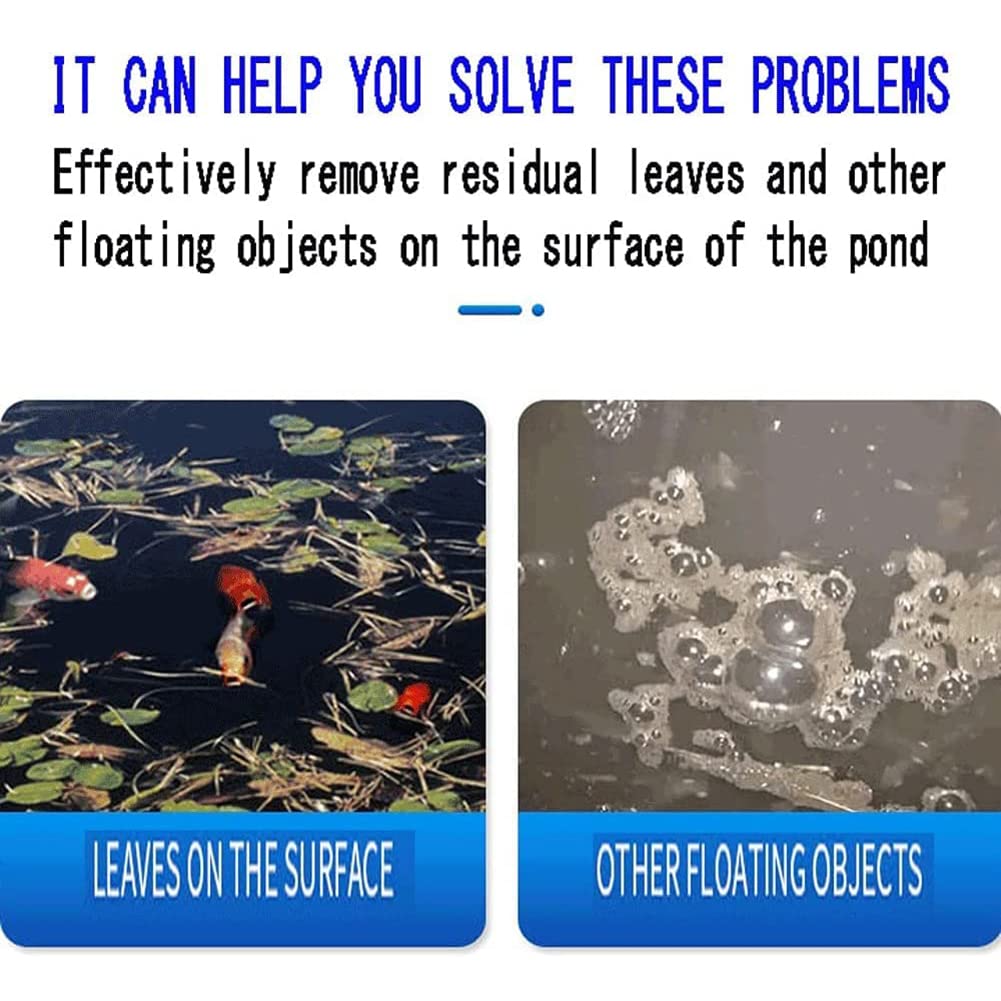 Skimmer per laghetto, skimmer galleggiante 2 in 1 con luce subacquea, raccoglitore di foglie cadute per laghetto con 3 modalità di fontana, chiarificatore per dissipatore di rifiuti per laghetto con