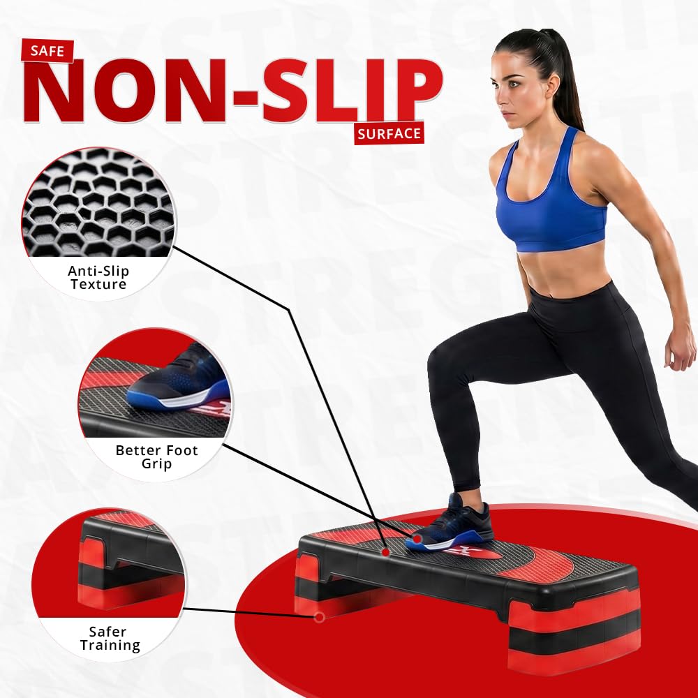 Maxstrength aérobic Stepper Cardio Fitness Step Board-3 niveaux Home Gym exercice Bloc