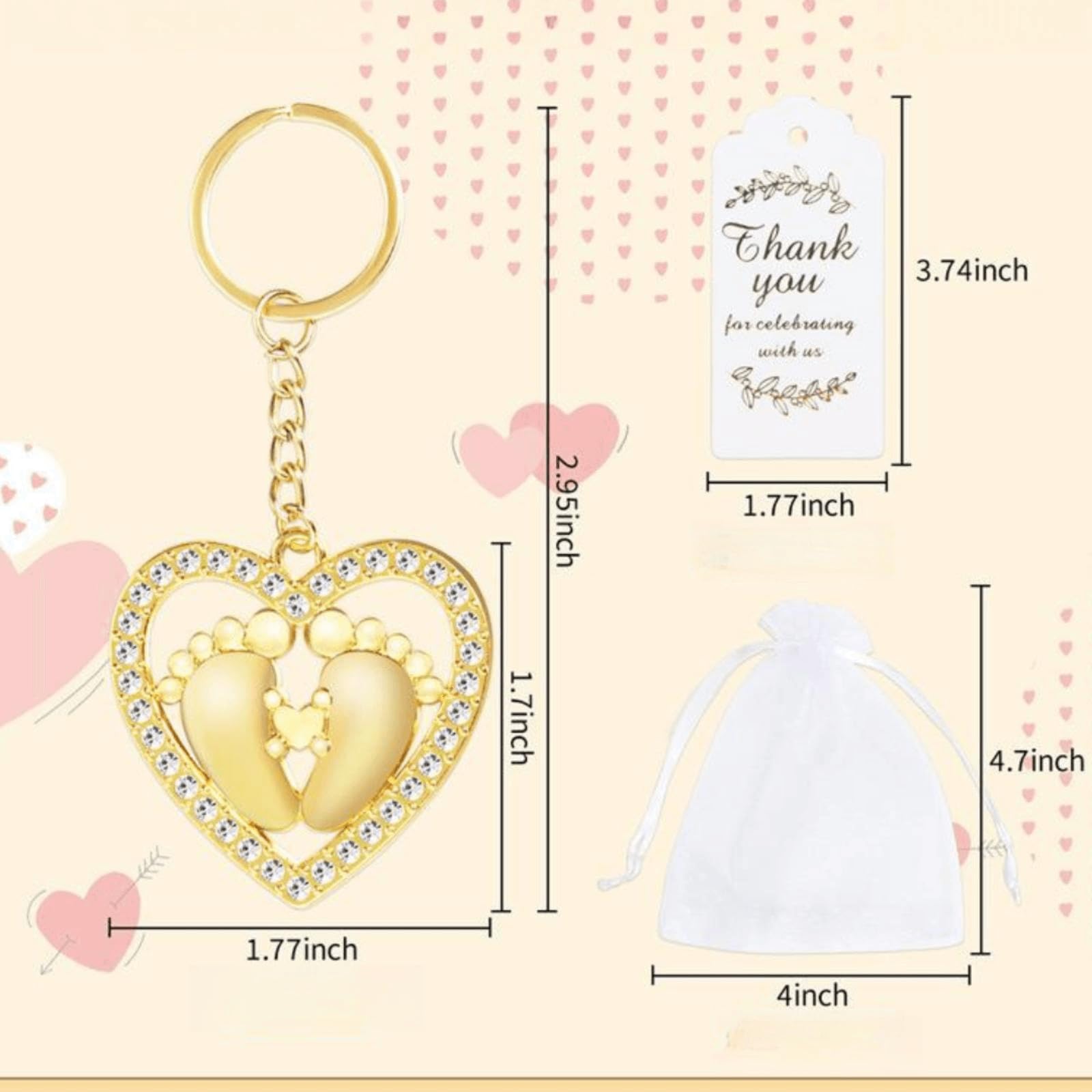 30 portachiavi a forma di ancora custode, regalo per matrimoni, regalo per ospiti, con etichette di ringraziamento e sacchetti in organza, per regali per feste, decorazione baby shower, piede d'amore
