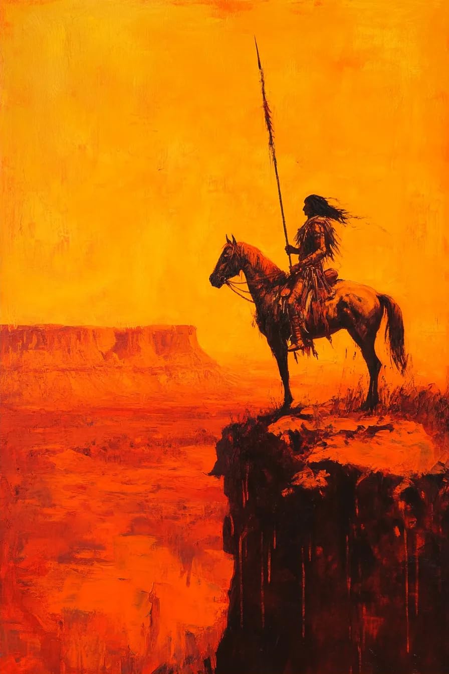 Peiyeety A003 Metal Tin Sign Cowboy Sunset Western Art Decorative 6X8 Inch Vintage Retro Wall Art Plaque For Ranch Cabin Rustic Western Themed Home Wall Decor